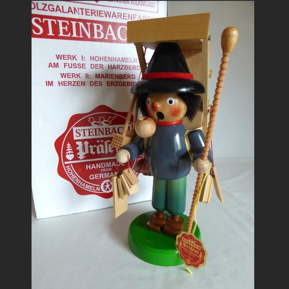 NEW 11” STEINBACH GERMANY MERCHANT MERCATOR PEDDLER WOOD INCENSE SMOKER - Picture 1 of 16